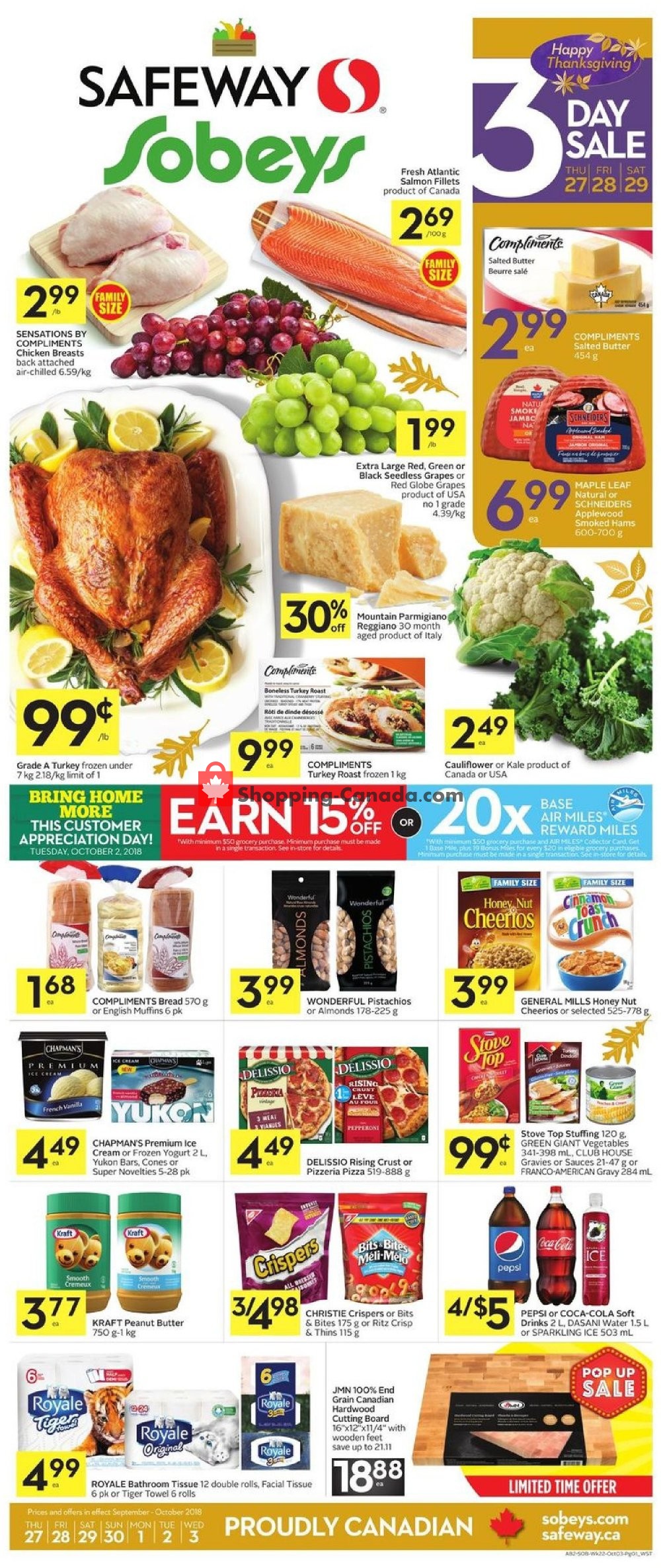 Safeway flyer from Thursday September 27, 2018 to Wednesday October 3, 2018 - page 1
