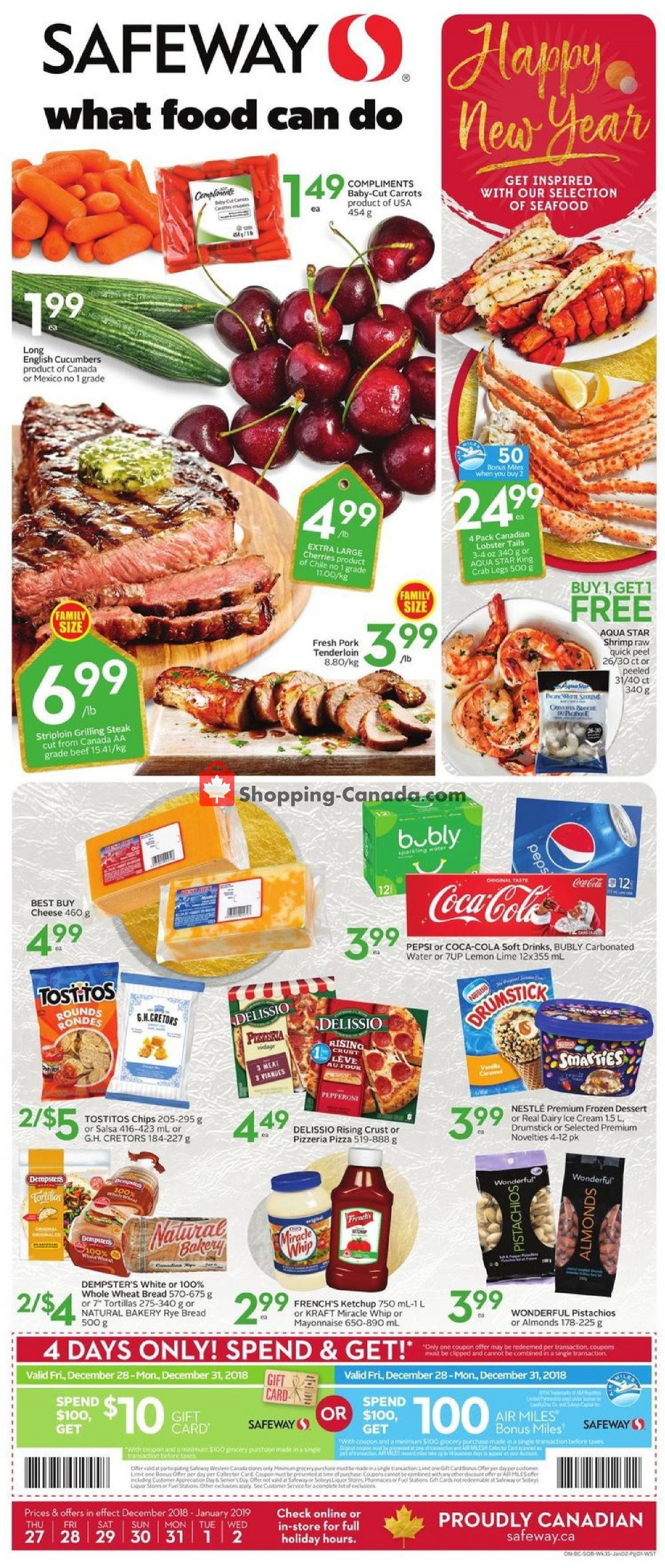 Safeway flyer from Thursday December 27, 2018 to Wednesday January 2, 2019 - page 1