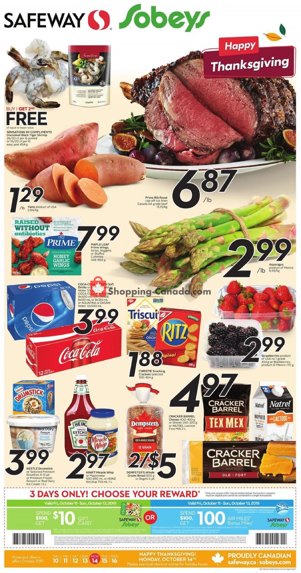 Safeway flyer from Thursday October 10, 2019 to Wednesday October 16, 2019 - page 1