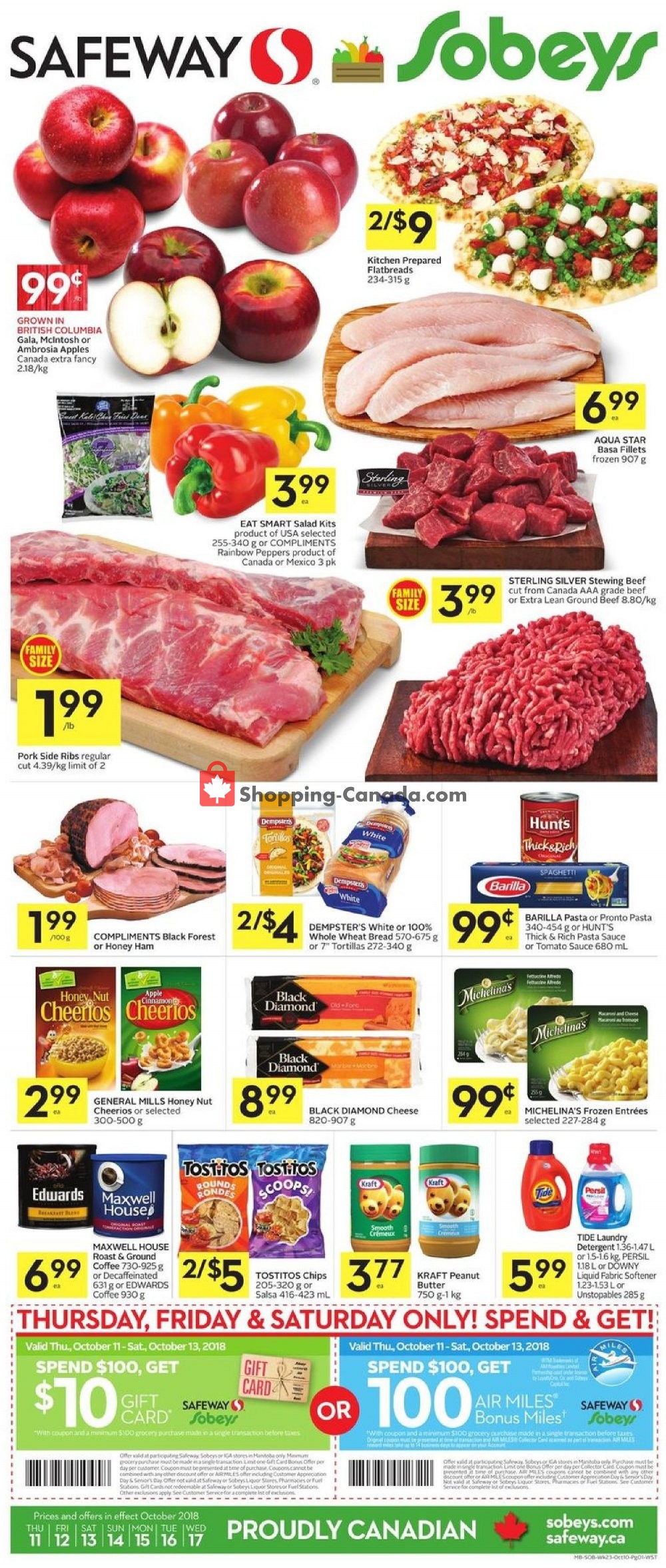 Safeway flyer from Thursday October 11, 2018 to Wednesday October 17, 2018 - page 1