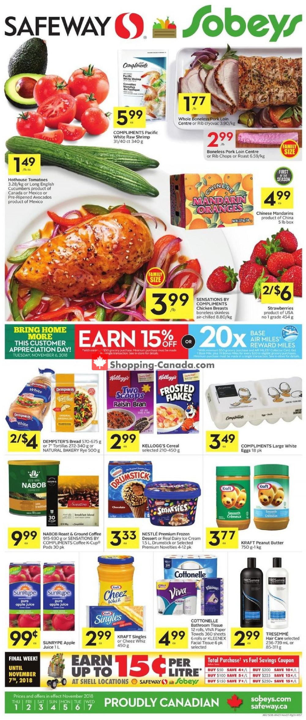 Safeway flyer from Thursday November 1, 2018 to Wednesday November 7, 2018 - page 1