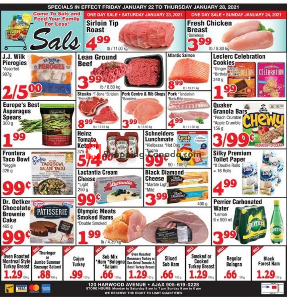 Sal's Grocery Canada, flyer (Hot Deals) January 22 January 28