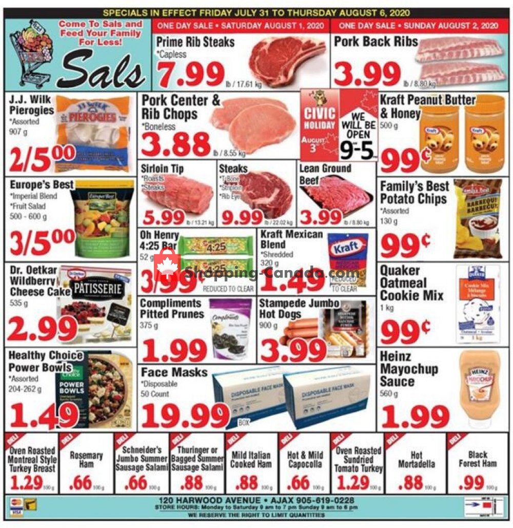 Sal's Grocery flyer from Friday July 31, 2020 to Thursday August 6, 2020 - page 1