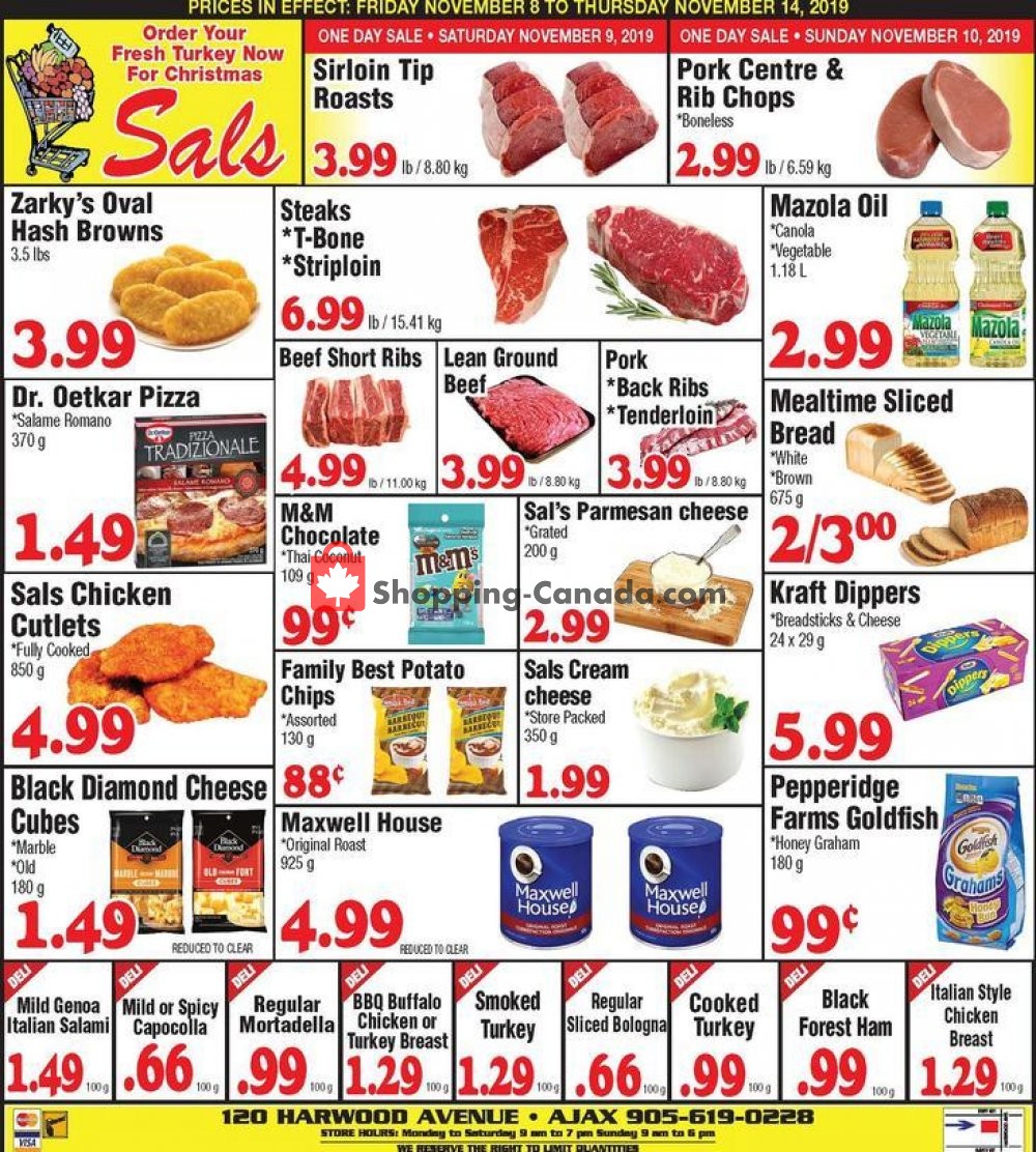 Sal's Grocery flyer from Friday November 8, 2019 to Thursday November 14, 2019 - page 1
