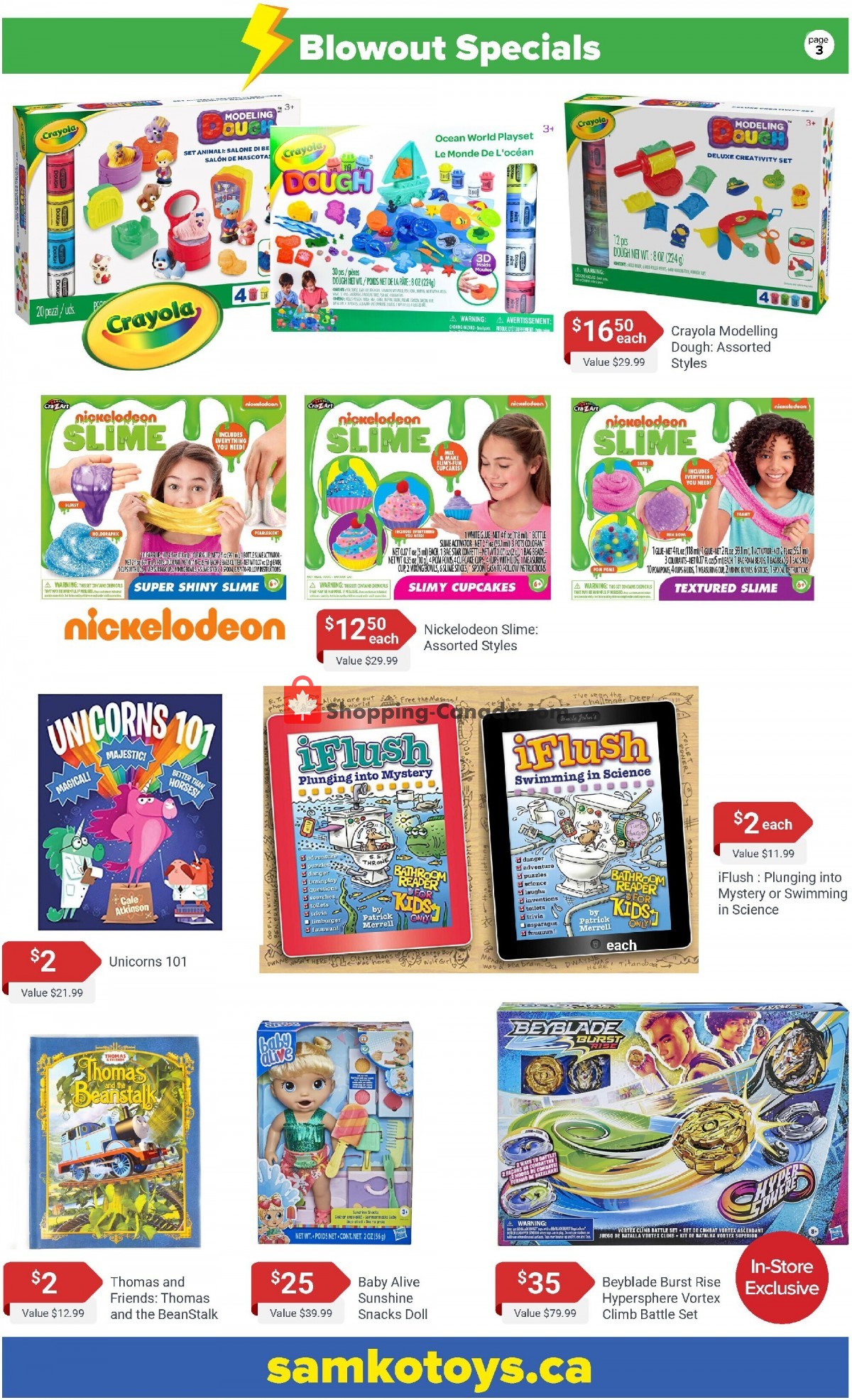 Samko and Miko Toy Warehouse Canada, flyer (Summer Offer) July 6