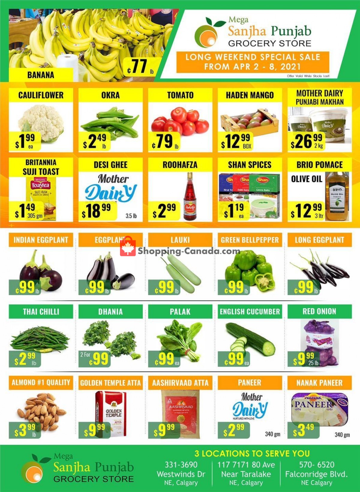 Sanjha Punjab grocery store flyer from Friday April 2, 2021 to Thursday April 8, 2021 - page 1