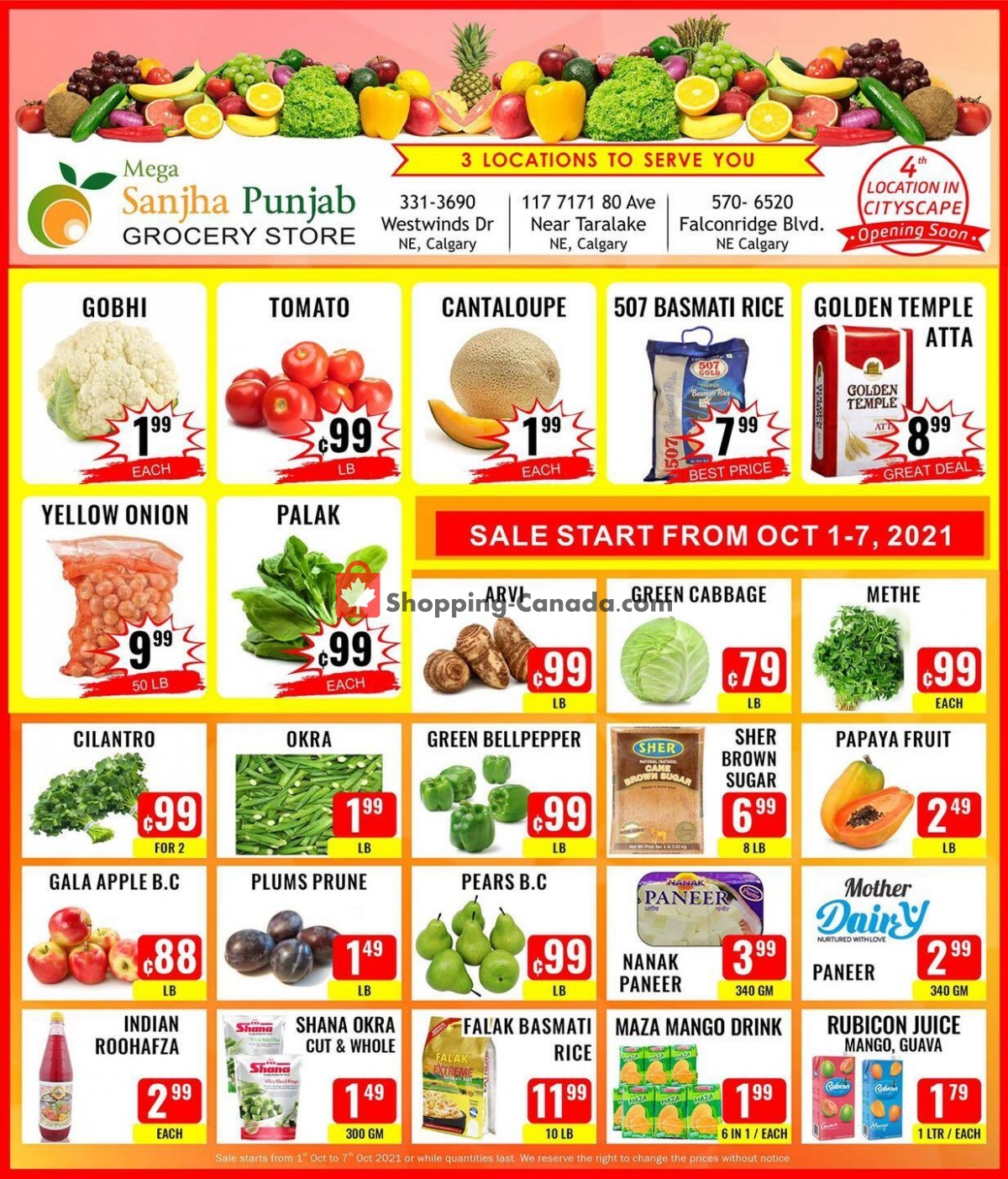 Sanjha Punjab grocery store flyer from Friday October 1, 2021 to Thursday October 7, 2021 - page 1