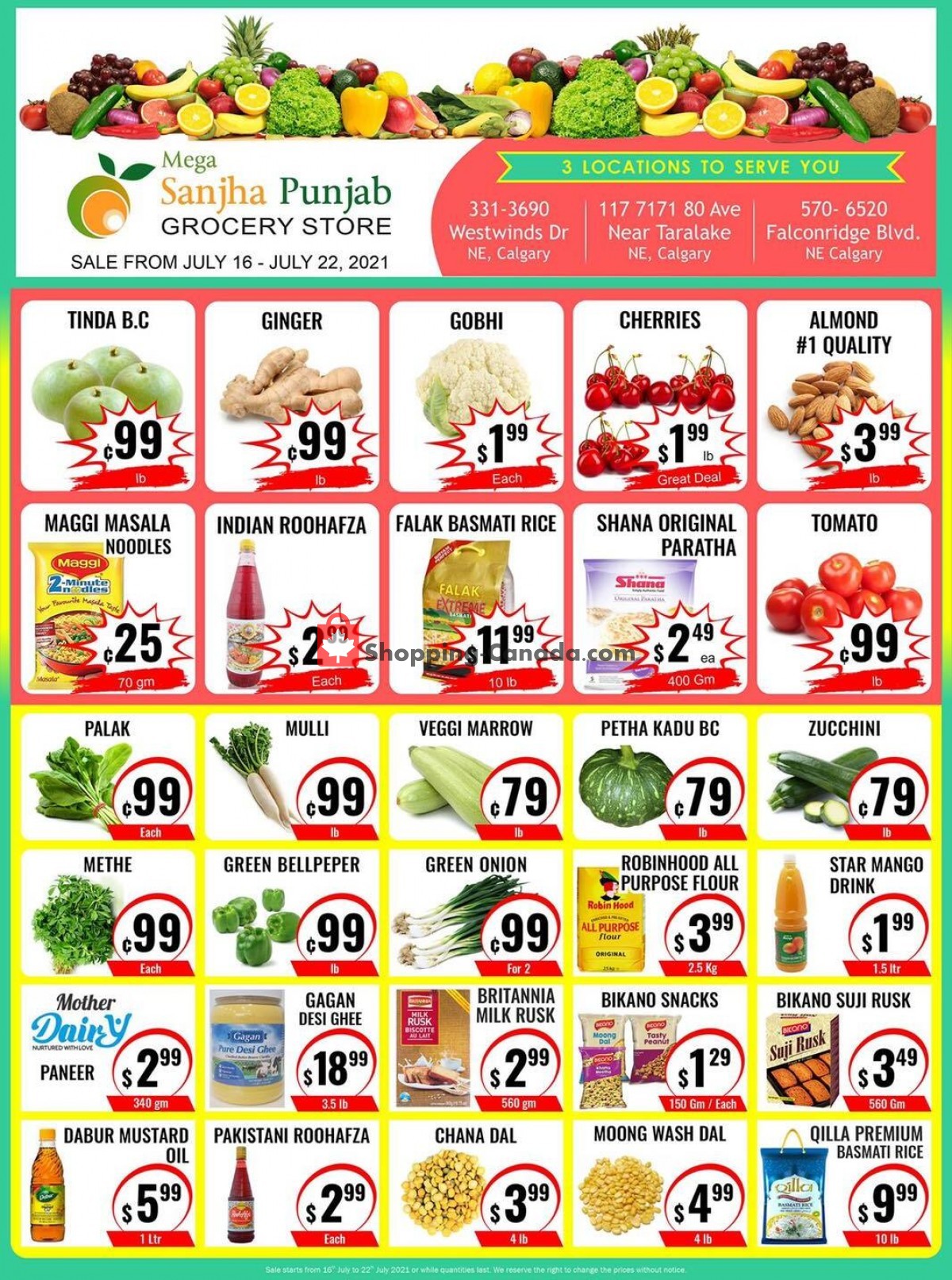 Sanjha Punjab grocery store flyer from Friday July 16, 2021 to Thursday July 22, 2021 - page 1