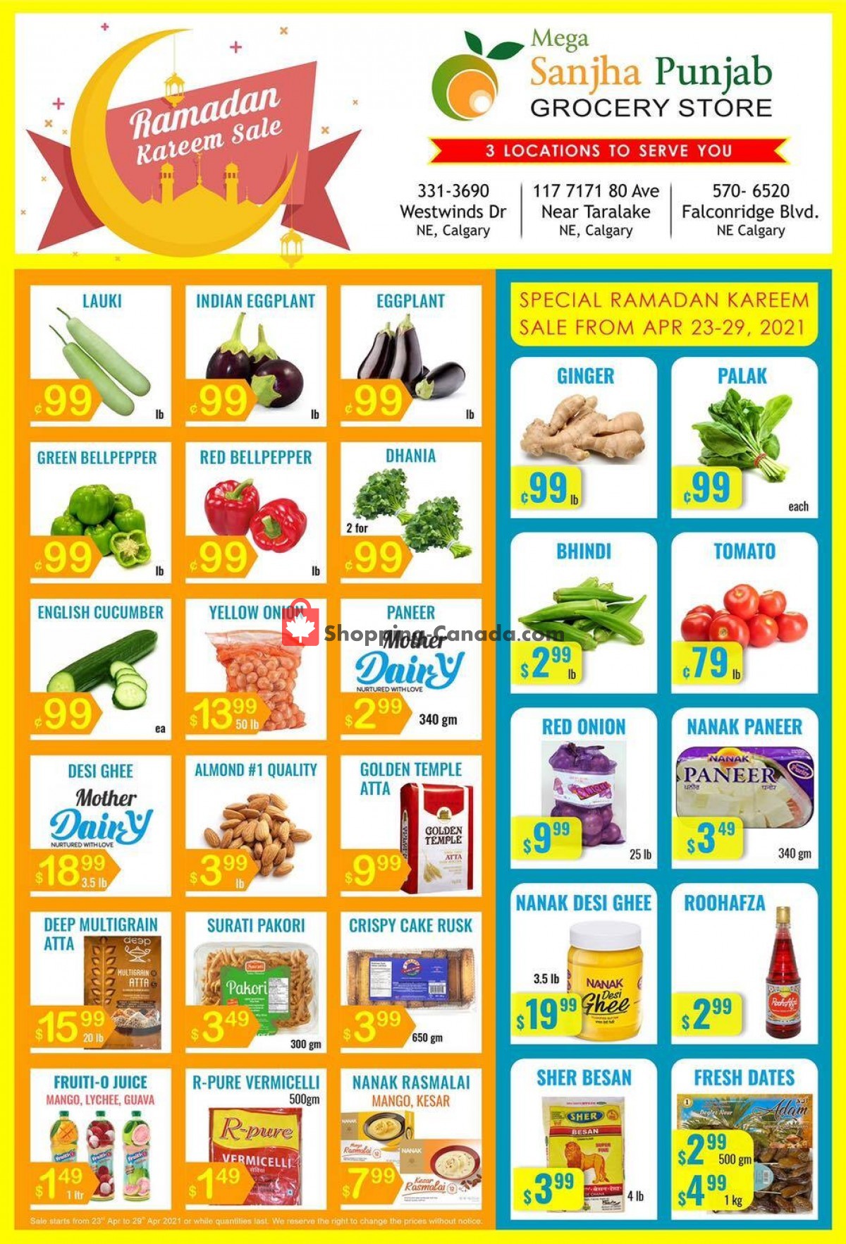 Sanjha Punjab grocery store flyer from Friday April 23, 2021 to Thursday April 29, 2021 - page 1