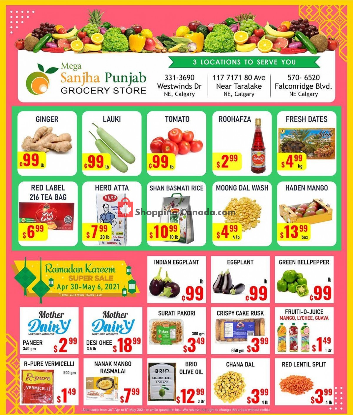 Sanjha Punjab grocery store flyer from Friday April 30, 2021 to Thursday May 6, 2021 - page 1