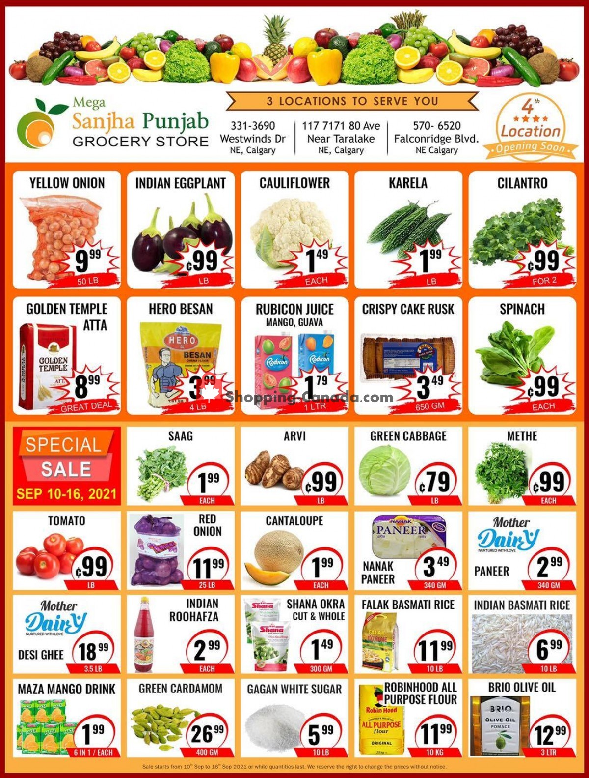 Sanjha Punjab grocery store flyer from Friday September 10, 2021 to Thursday September 16, 2021 - page 1