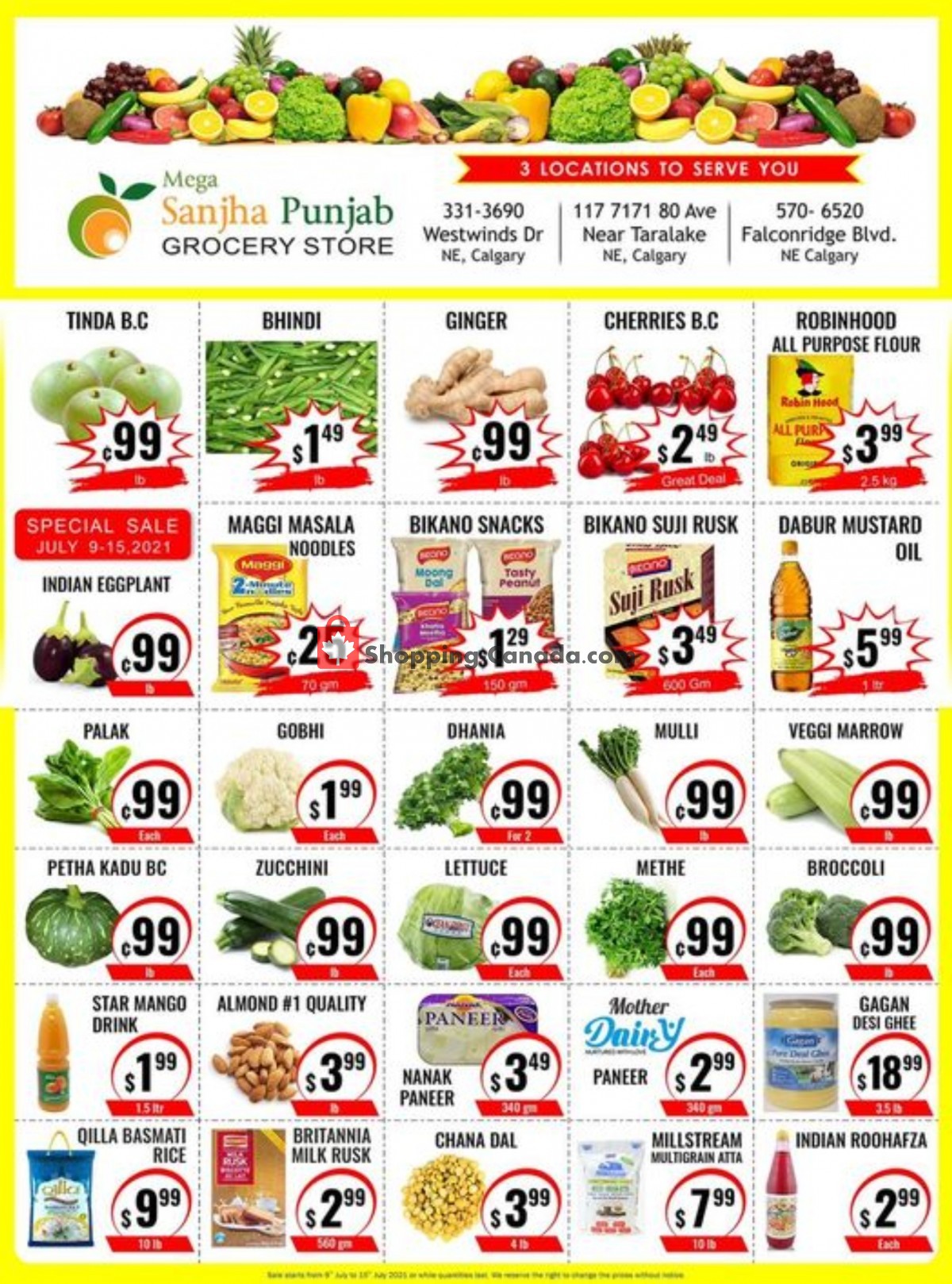 Sanjha Punjab grocery store flyer from Friday July 9, 2021 to Thursday July 15, 2021 - page 1