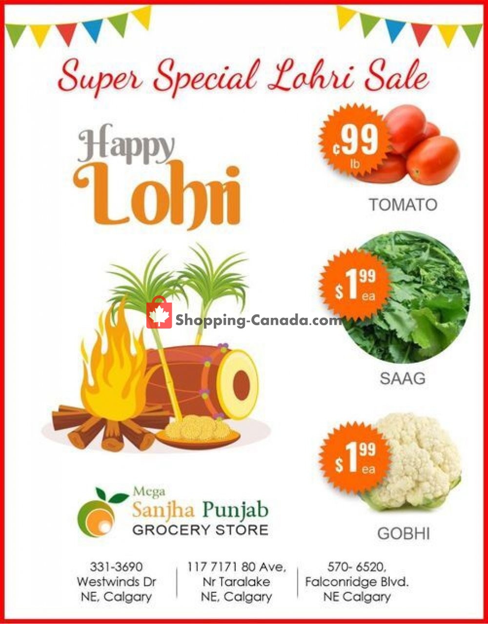 Sanjha Punjab grocery store flyer from Tuesday January 12, 2021 to Monday January 18, 2021 - page 1