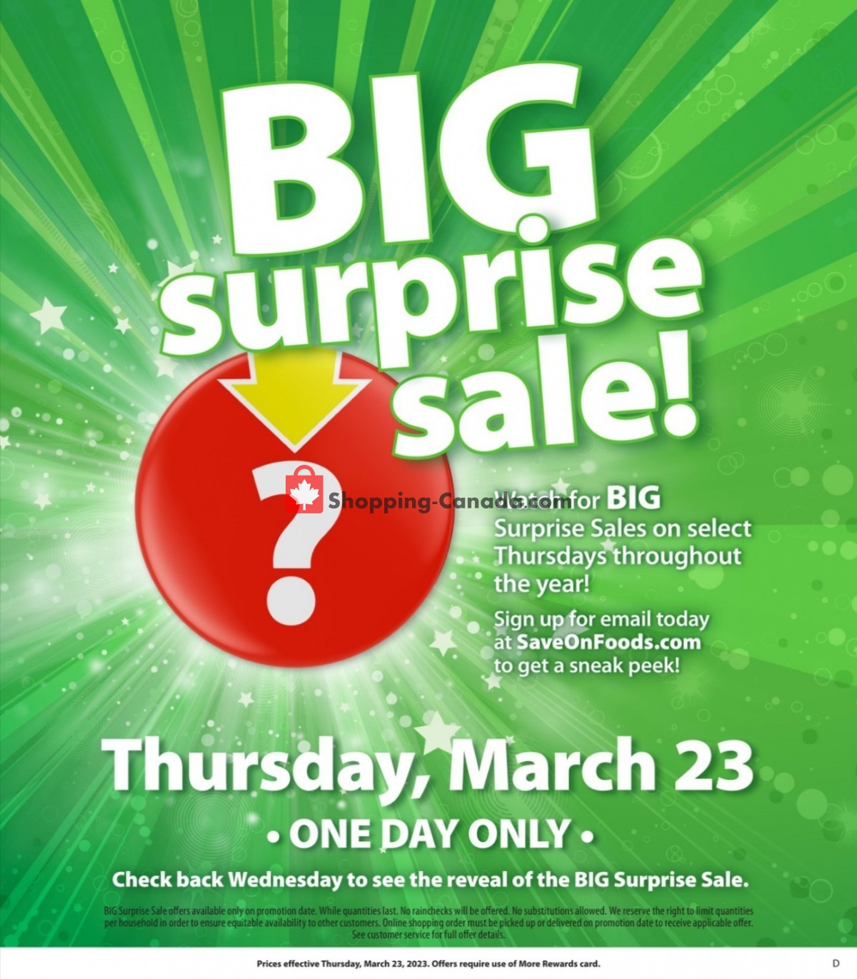 Save On Foods Canada, flyer (Big Surprise Sale MB) March 16