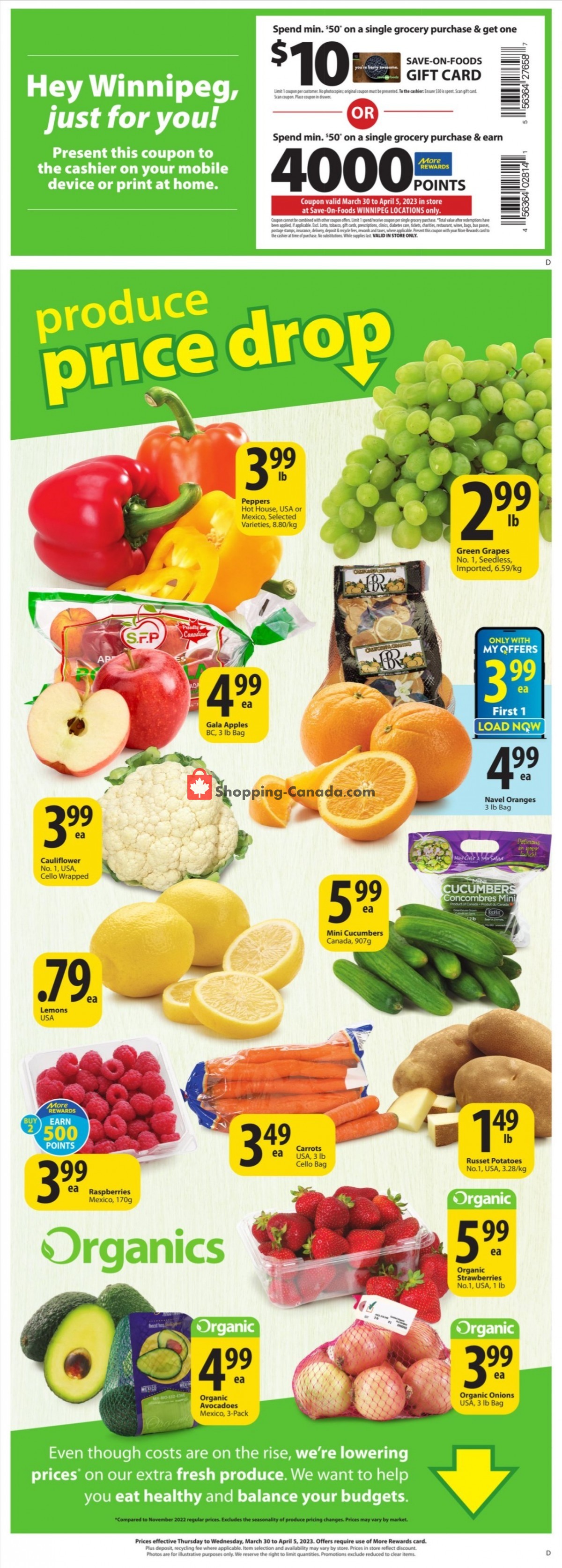 Save On Foods Canada, flyer (Darrell's Deals MB) March 30 April