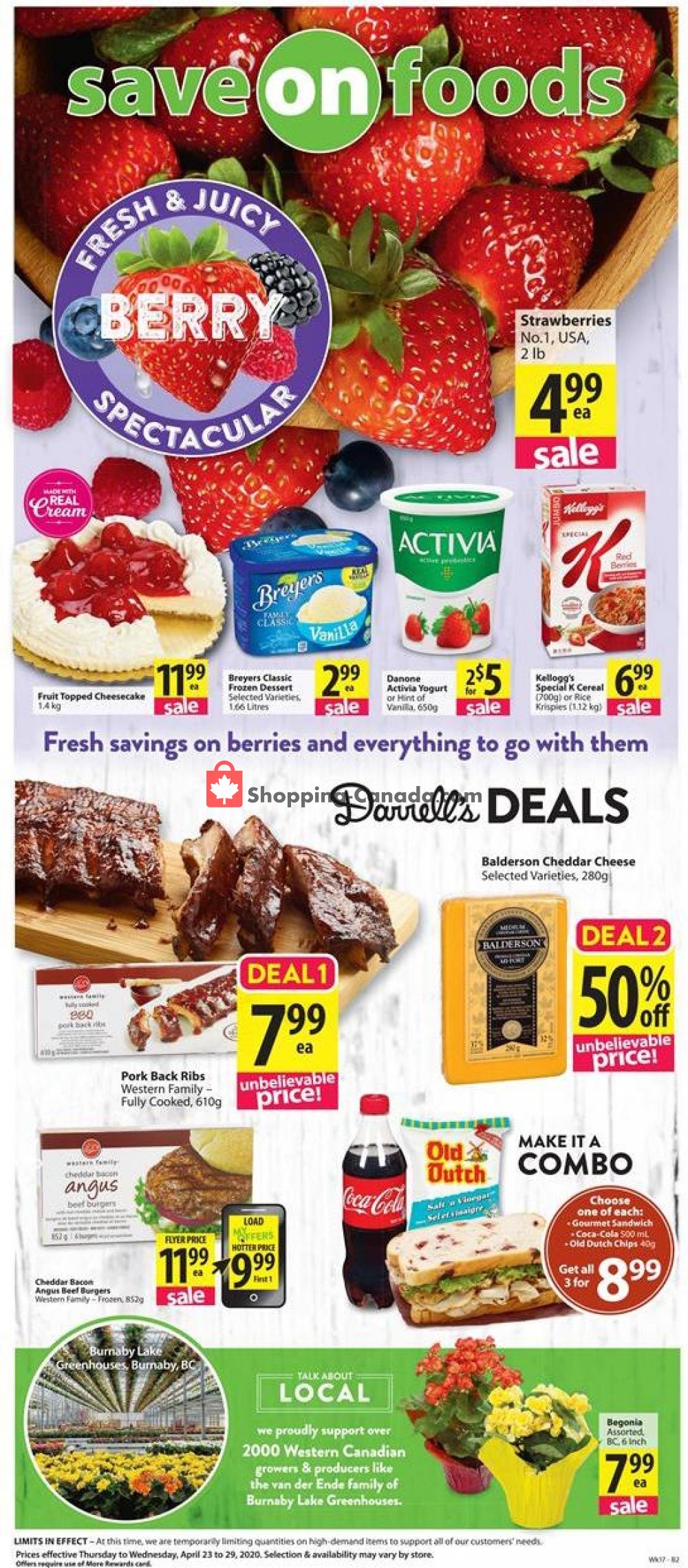 Save On Foods flyer from Thursday April 23, 2020 to Wednesday April 29, 2020 - page 1