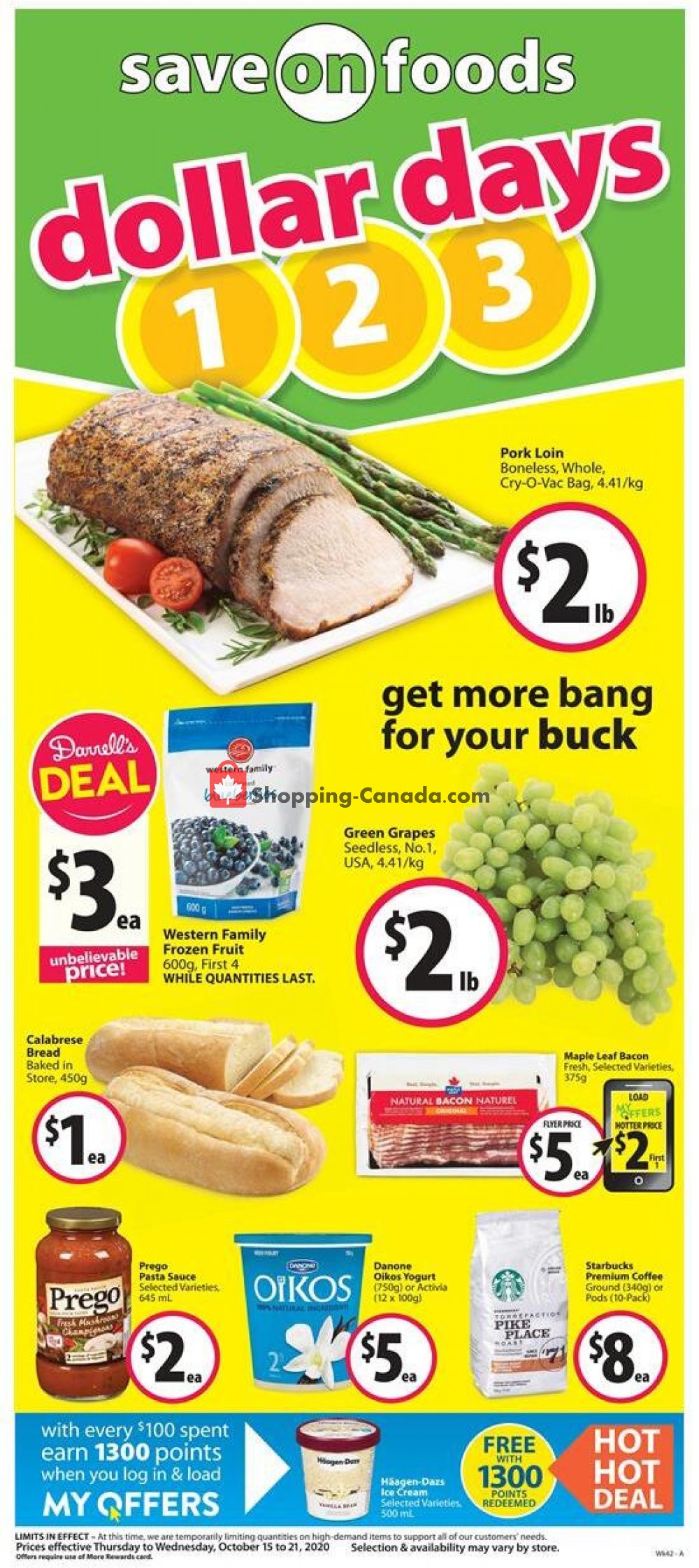 Save On Foods flyer from Thursday October 15, 2020 to Wednesday October 21, 2020 - page 1