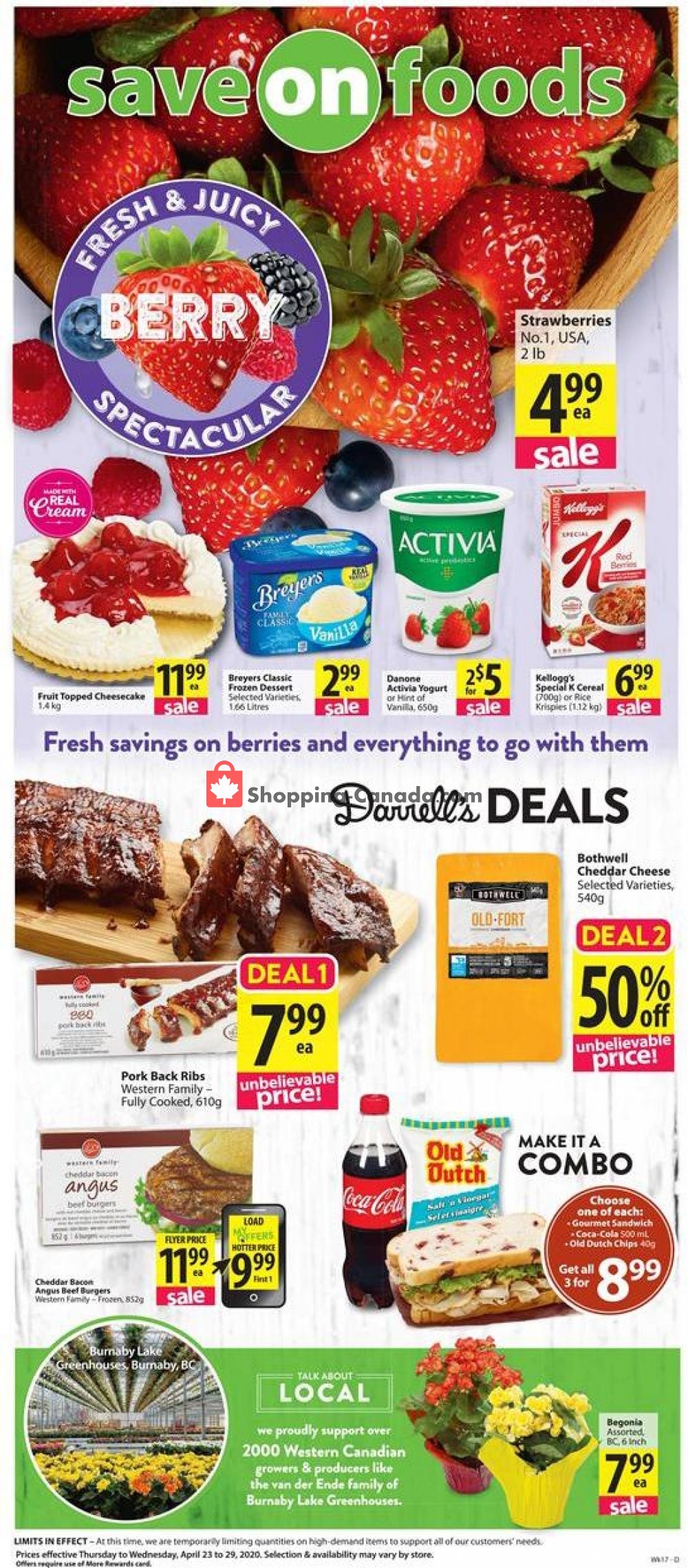 Save On Foods flyer from Thursday April 23, 2020 to Wednesday April 29, 2020 - page 1