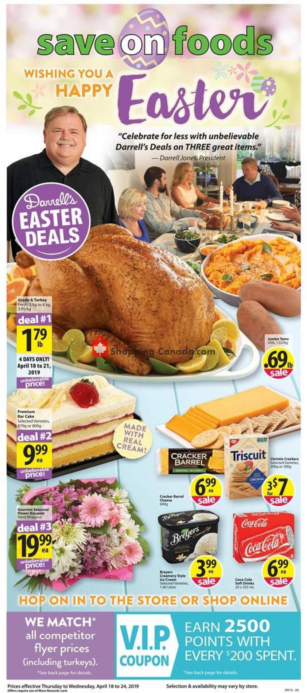 Save On Foods flyer from Thursday April 18, 2019 to Wednesday April 24, 2019 - page 1