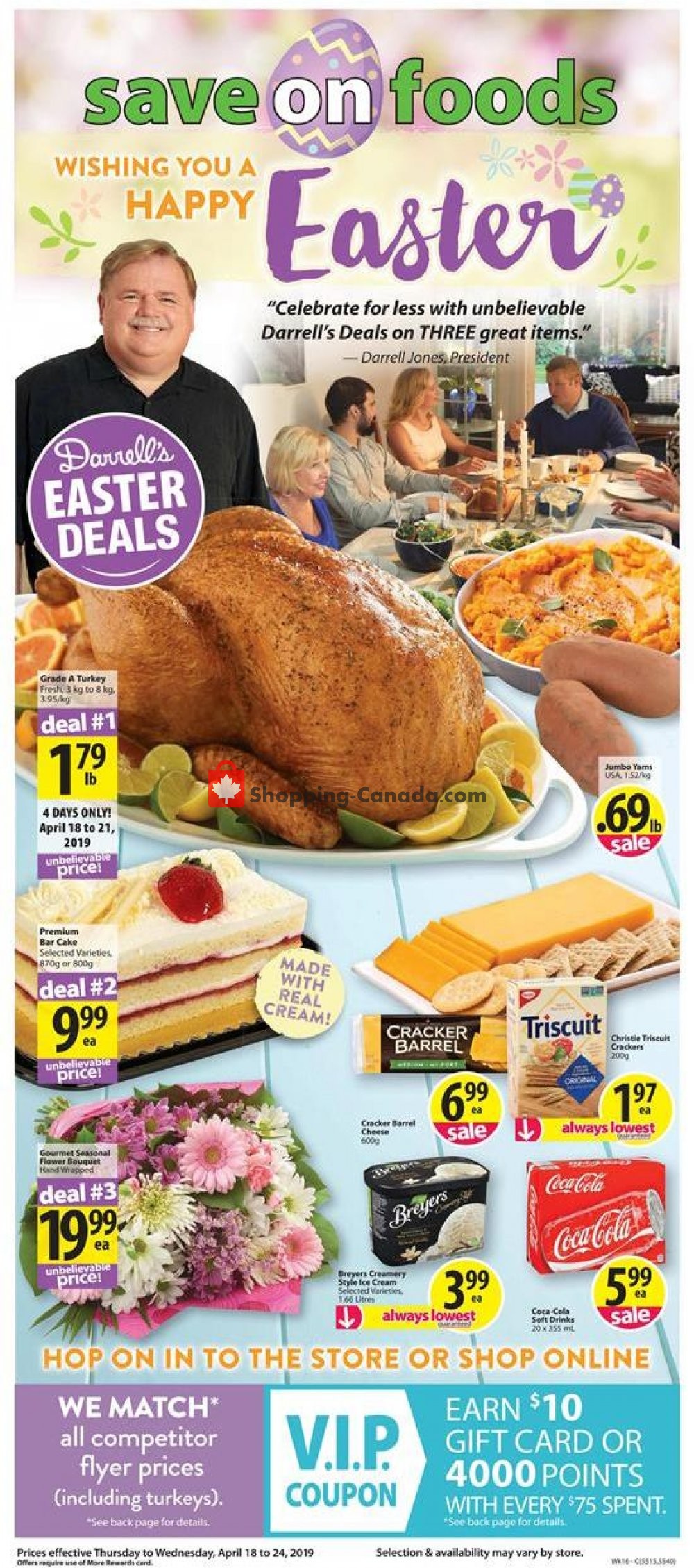 Save On Foods flyer from Thursday April 18, 2019 to Wednesday April 24, 2019 - page 1