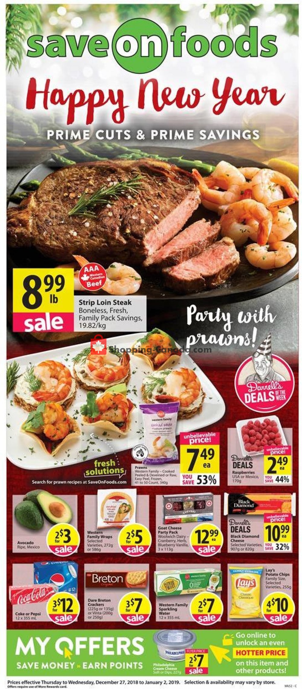 Save On Foods flyer from Thursday December 27, 2018 to Wednesday January 2, 2019 - page 1