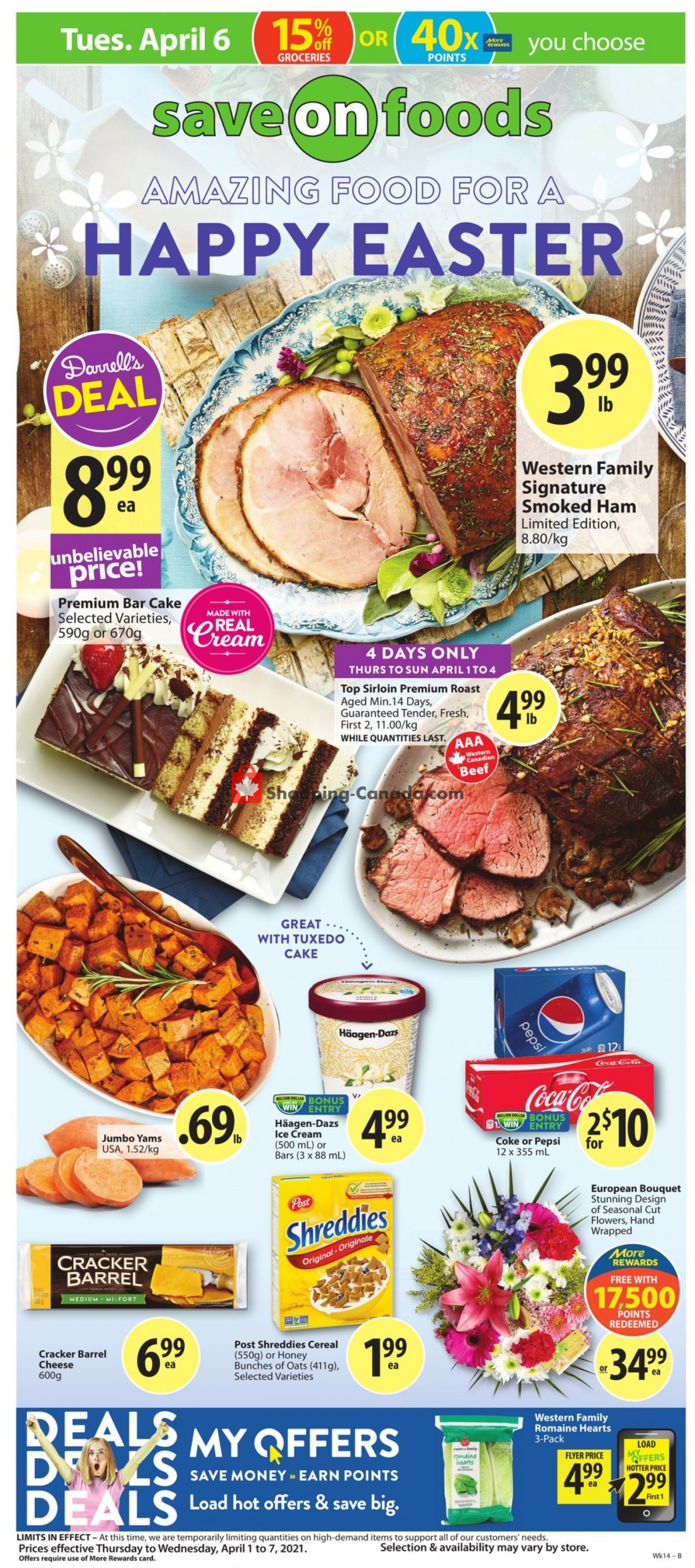 Save On Foods flyer from Thursday April 1, 2021 to Wednesday April 7, 2021 - page 1