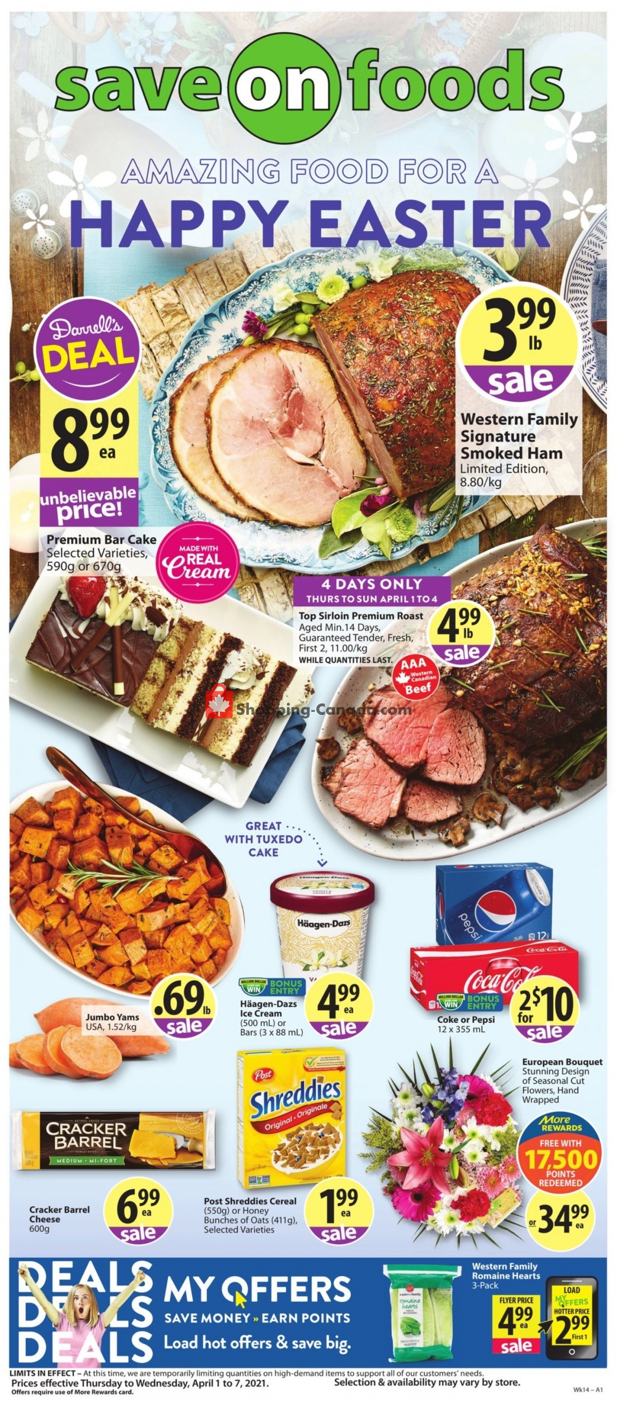 Save On Foods flyer from Thursday April 1, 2021 to Wednesday April 7, 2021 - page 1