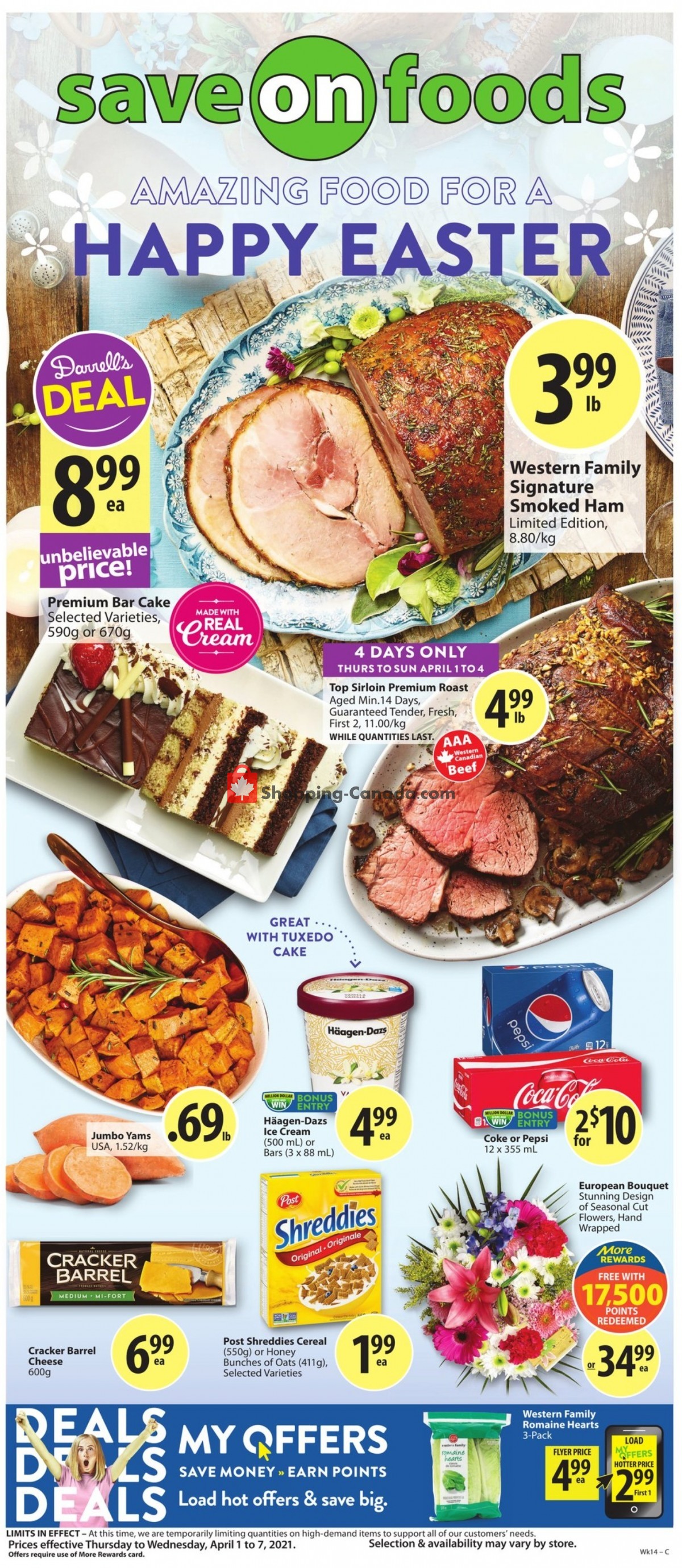 Save On Foods flyer from Thursday April 1, 2021 to Wednesday April 7, 2021 - page 1