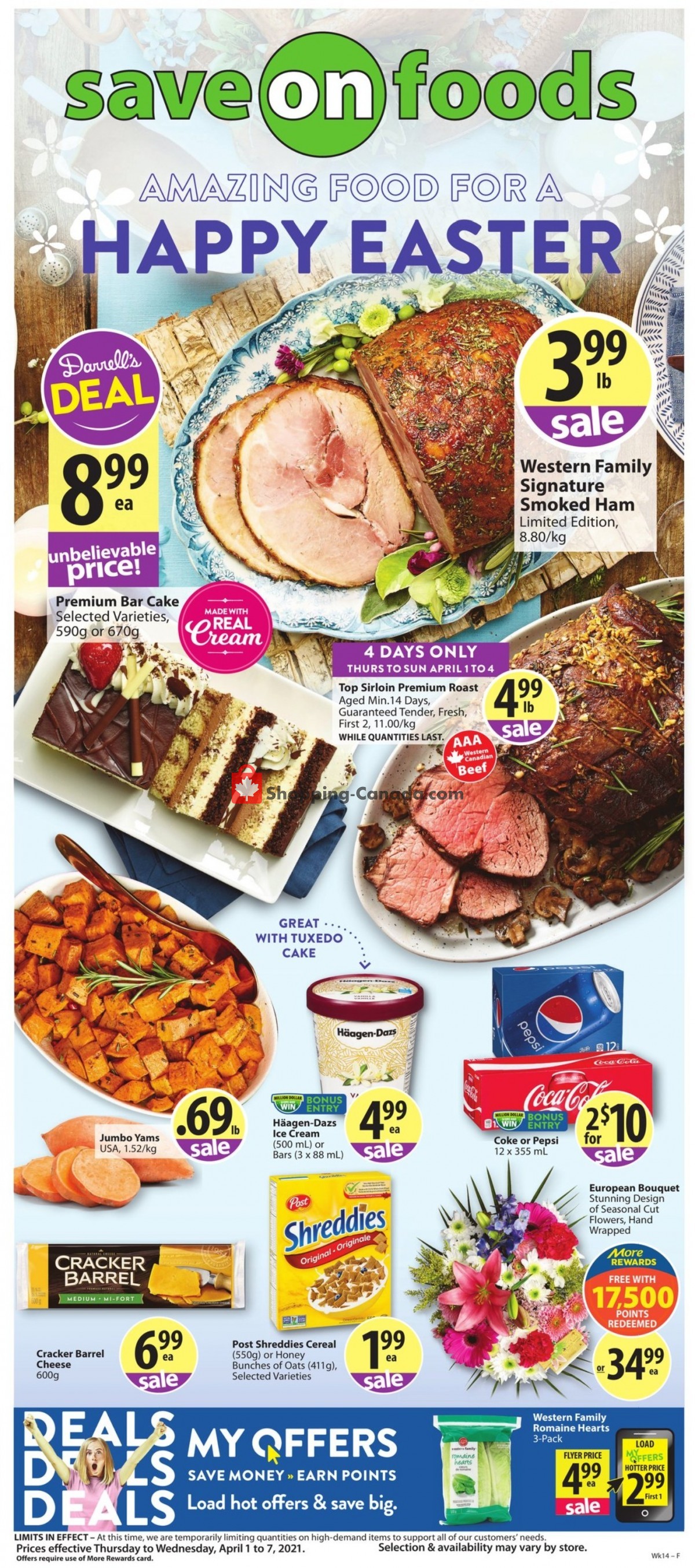 Save On Foods flyer from Thursday April 1, 2021 to Wednesday April 7, 2021 - page 1