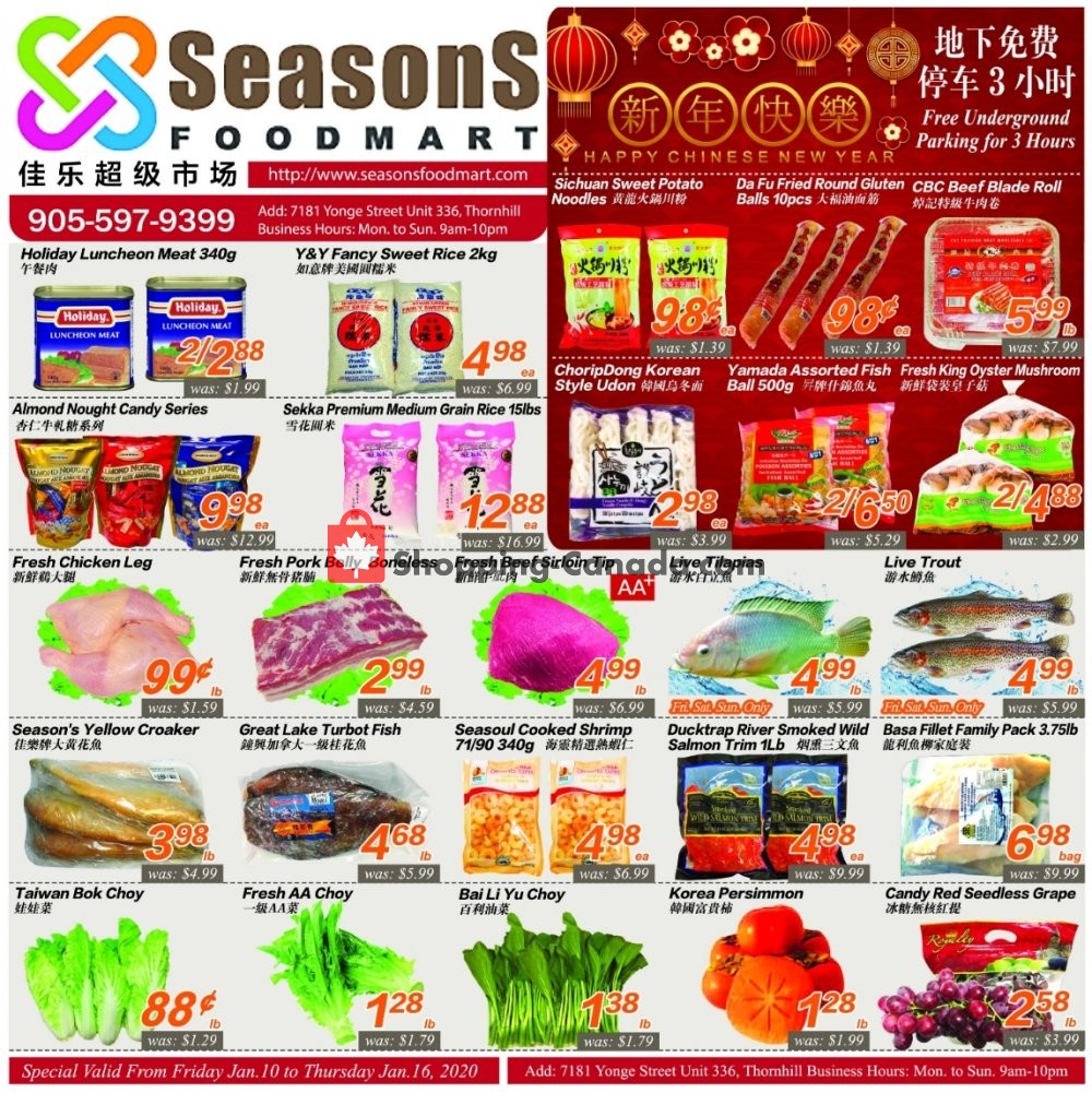 Seasons Food Mart flyer from Friday January 10, 2020 to Thursday January 16, 2020 - page 1