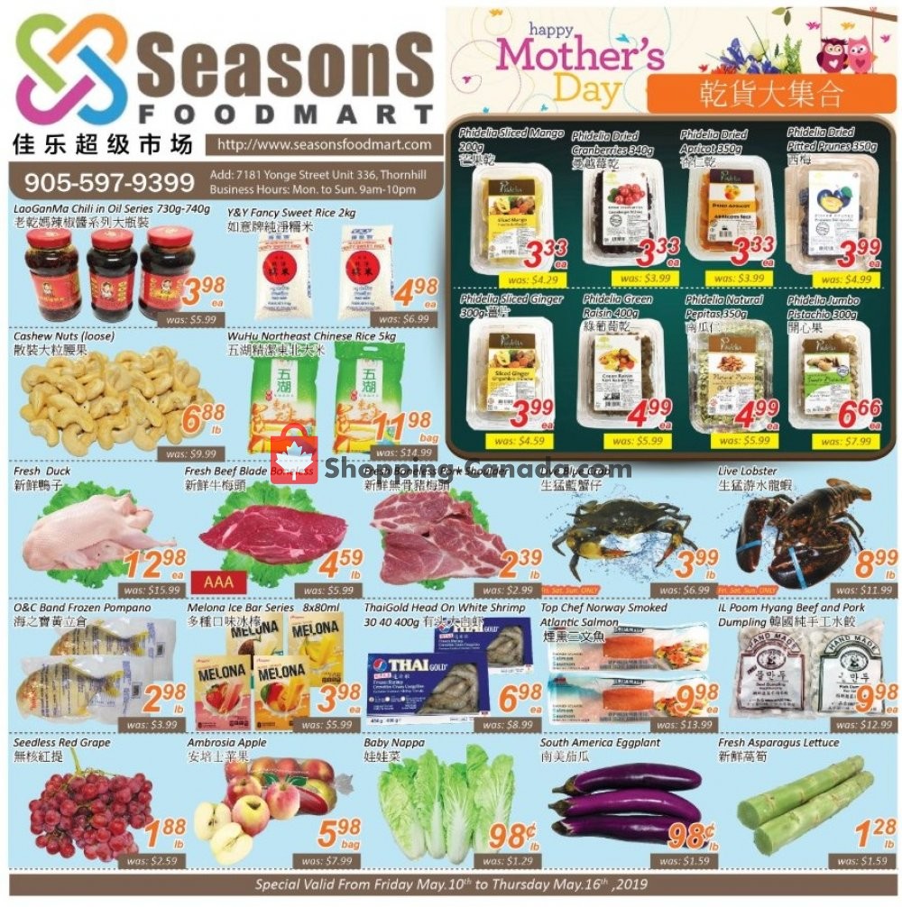 Seasons Food Mart flyer from Friday May 10, 2019 to Thursday May 16, 2019 - page 1