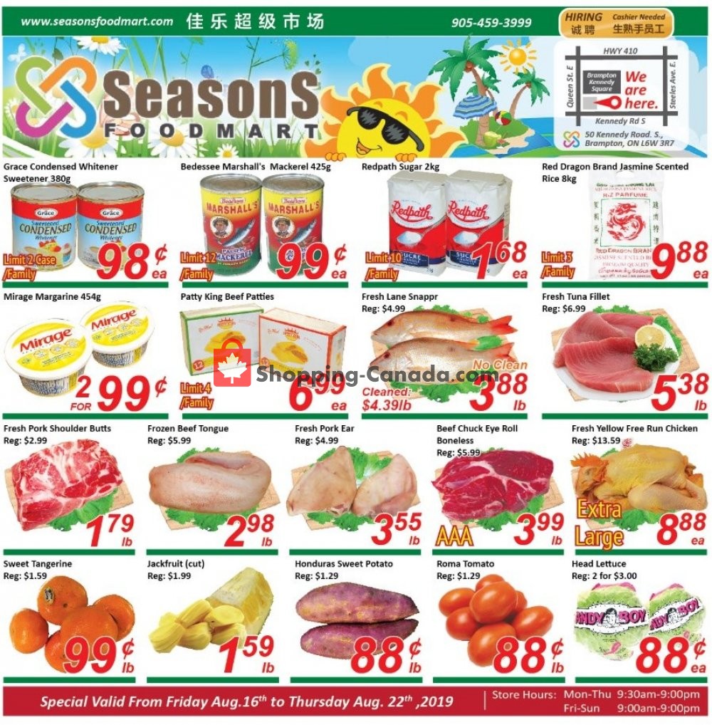 Seasons Food Mart Canada, flyer (Special Offer Brampton Store