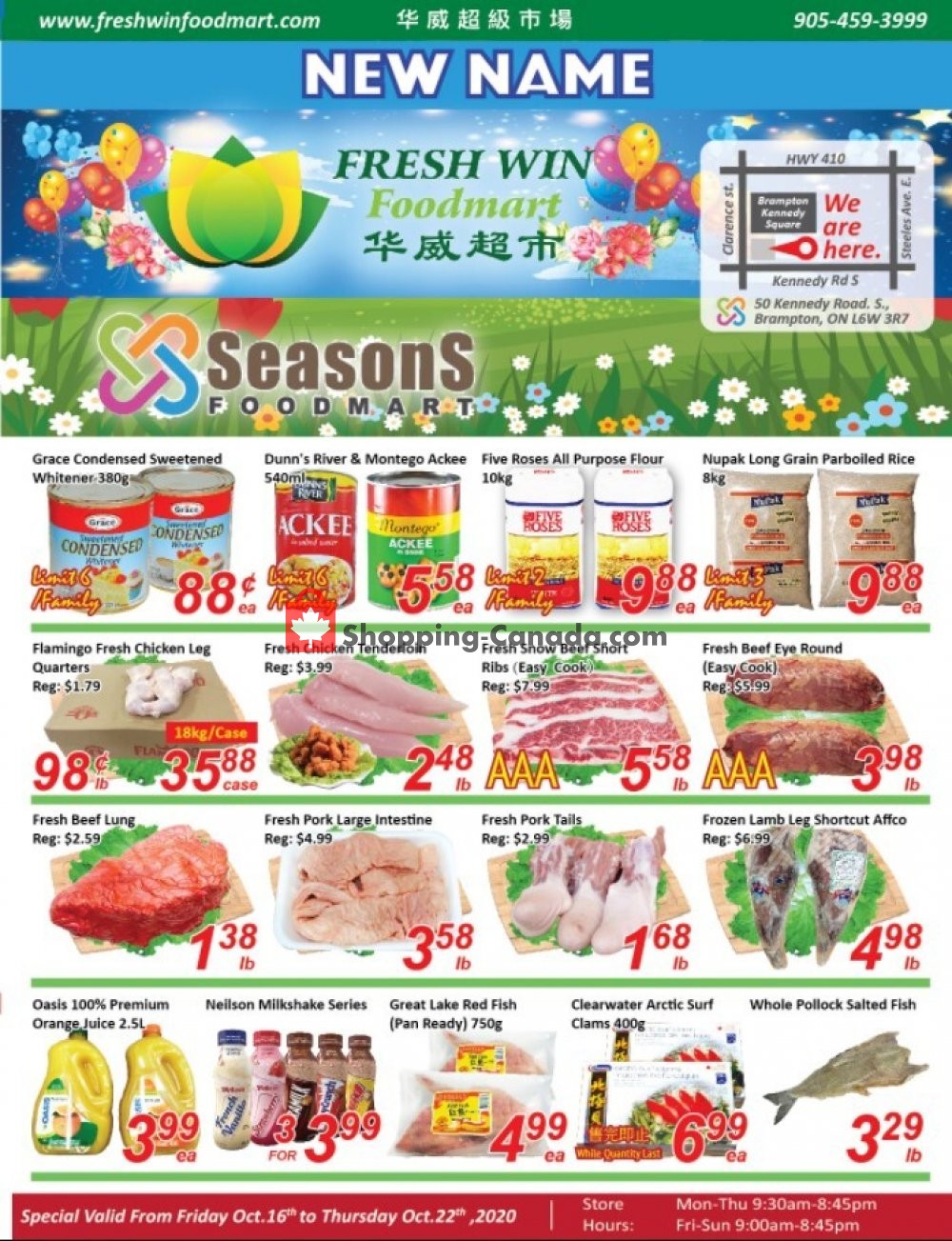 Seasons Food Mart flyer from Friday October 16, 2020 to Thursday October 22, 2020 - page 1