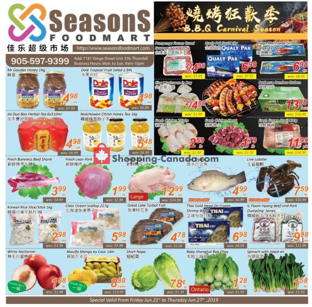 Seasons Food Mart flyer from Friday June 21, 2019 to Thursday June 27, 2019 - page 1
