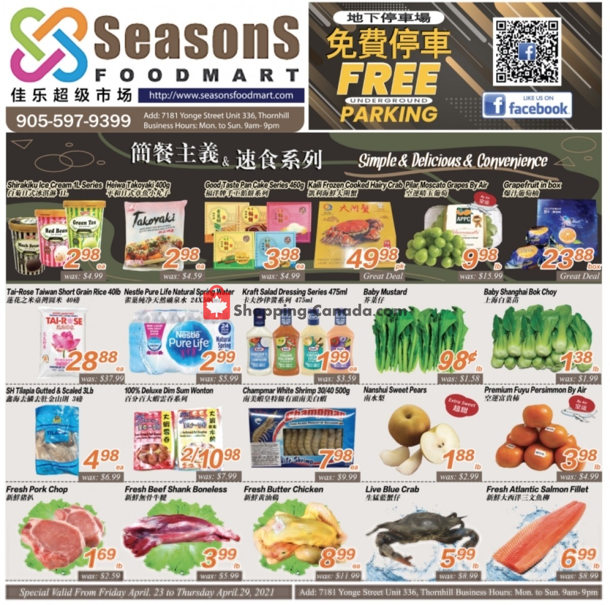 Seasons Food Mart flyer from Friday April 23, 2021 to Thursday April 29, 2021 - page 1