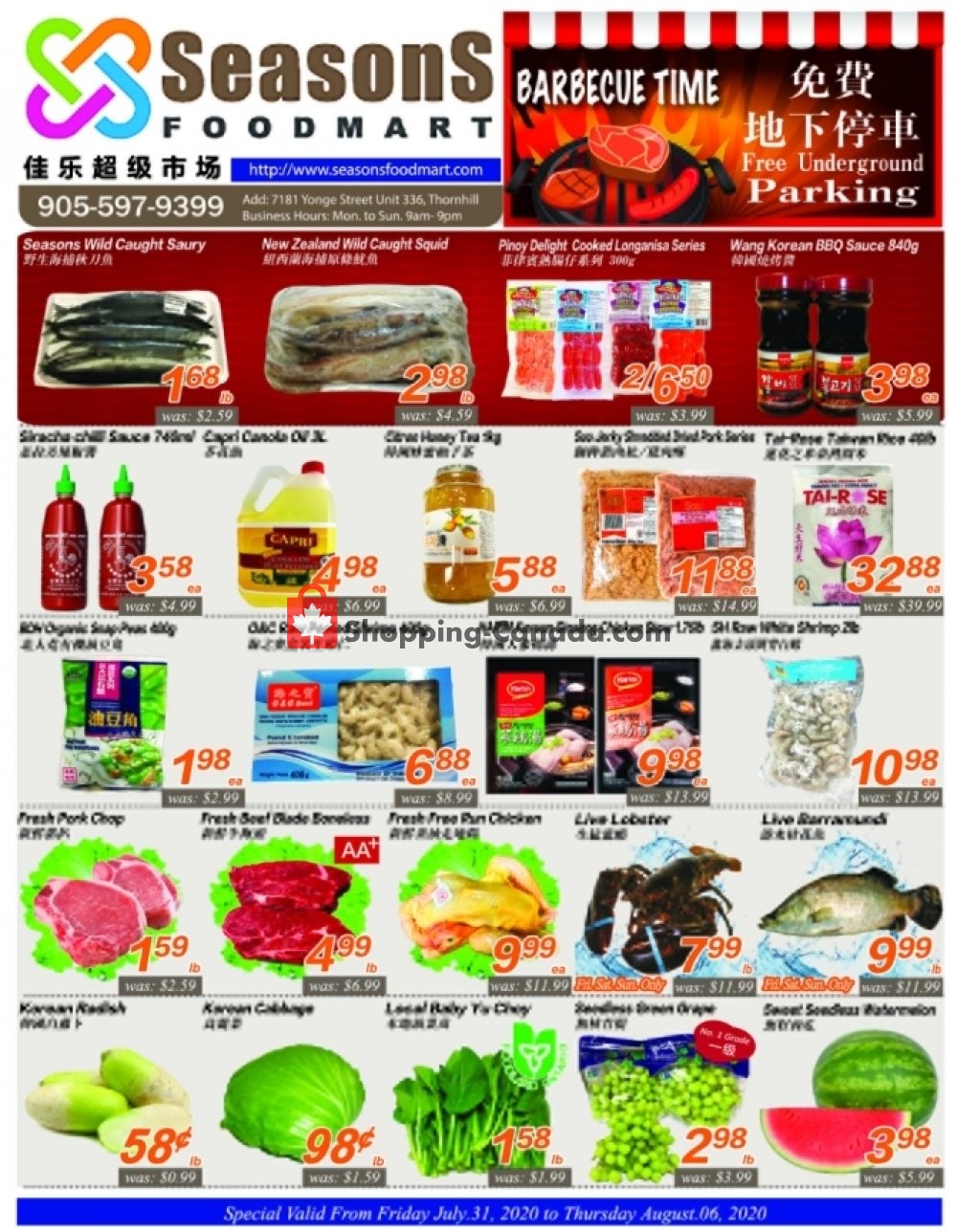 Seasons Food Mart flyer from Friday July 31, 2020 to Thursday August 6, 2020 - page 1