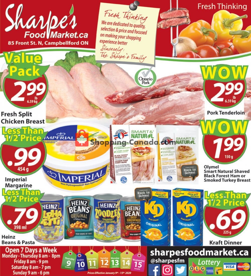 Sharpe's Food Market flyer from Thursday January 9, 2020 to Wednesday January 15, 2020 - page 1