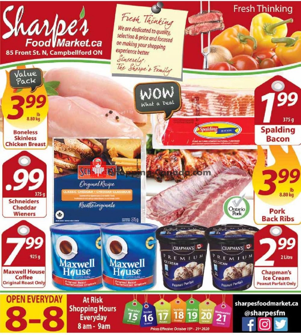 Sharpe's Food Market flyer from Thursday October 15, 2020 to Wednesday October 21, 2020 - page 1