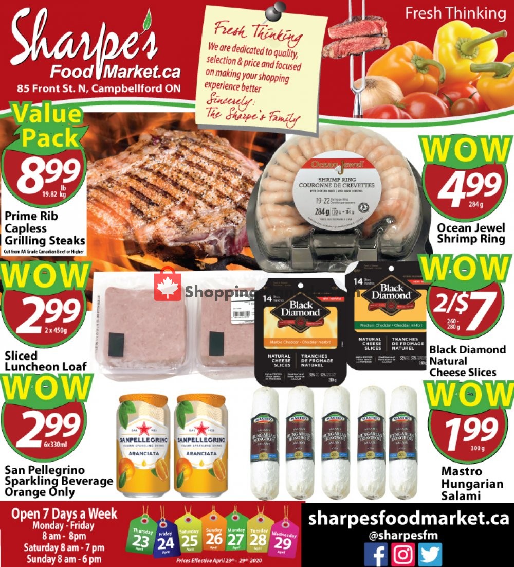 Sharpe's Food Market flyer from Thursday April 23, 2020 to Wednesday April 29, 2020 - page 1