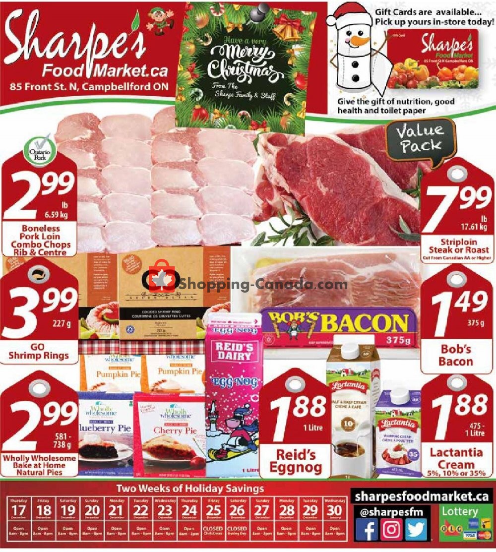 Sharpe's Food Market flyer from Thursday December 17, 2020 to Wednesday December 30, 2020 - page 1