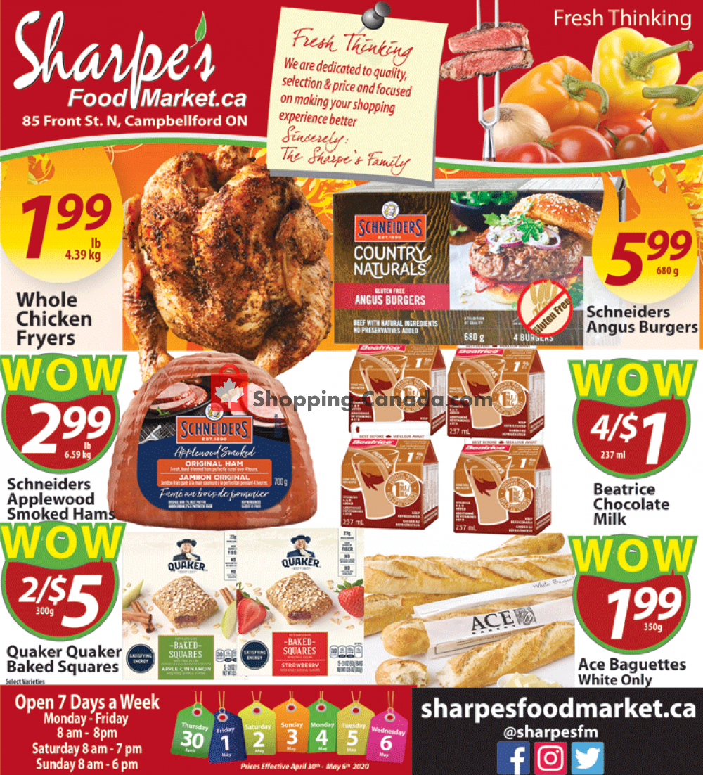 Sharpe's Food Market flyer from Thursday April 30, 2020 to Wednesday May 6, 2020 - page 1