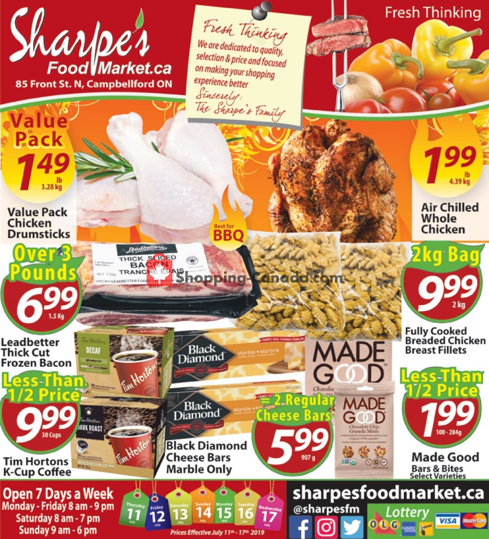 Sharpe's Food Market flyer from Thursday July 11, 2019 to Wednesday July 17, 2019 - page 1