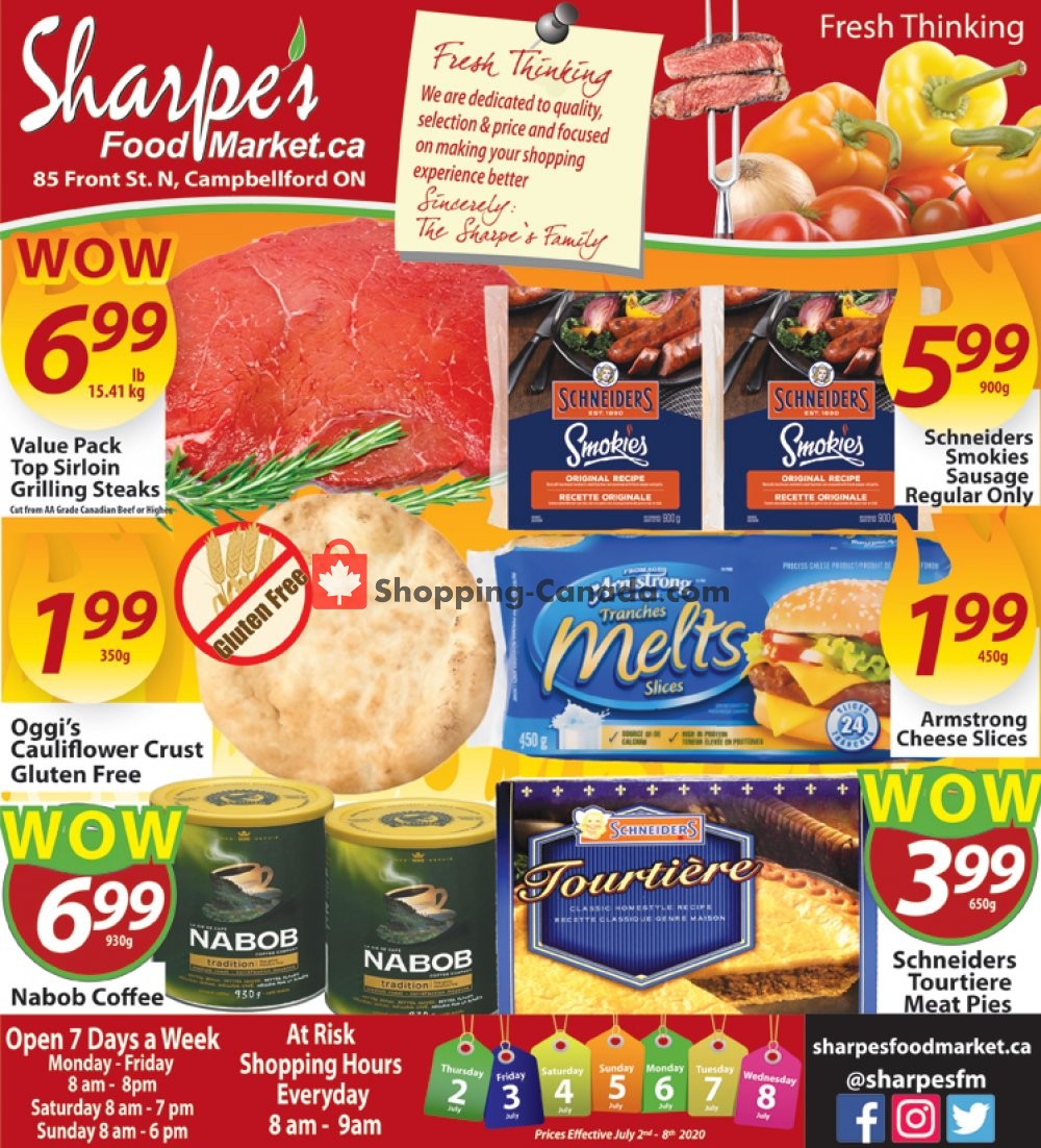 Sharpe's Food Market flyer from Thursday July 2, 2020 to Wednesday July 8, 2020 - page 1