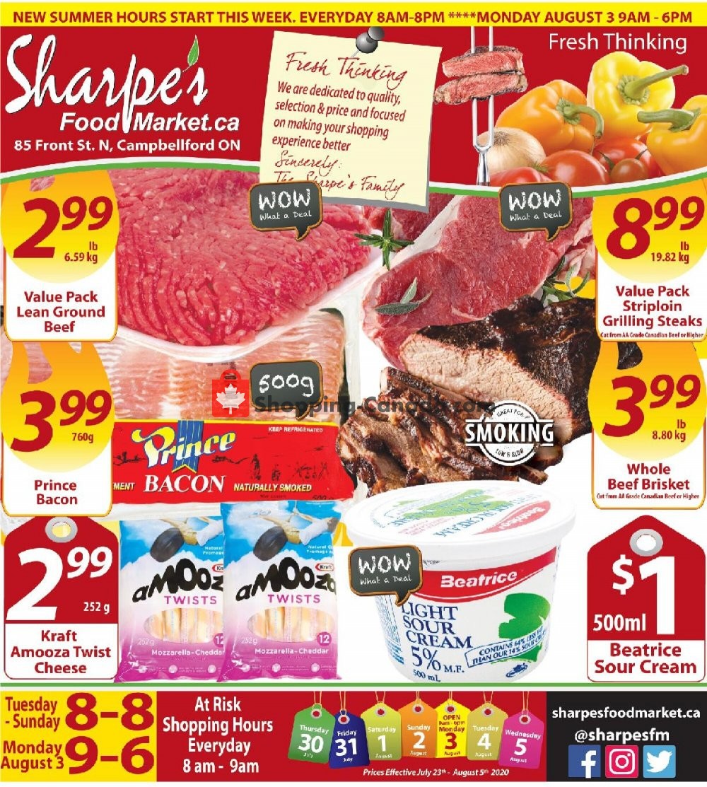 Sharpe's Food Market flyer from Thursday July 30, 2020 to Wednesday August 5, 2020 - page 1