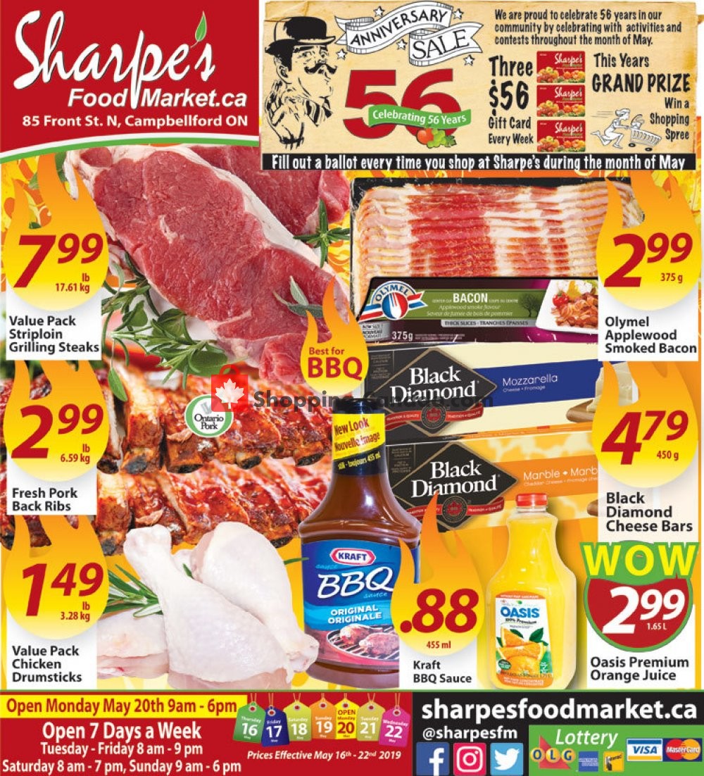 Sharpe's Food Market flyer from Thursday May 16, 2019 to Wednesday May 22, 2019 - page 1