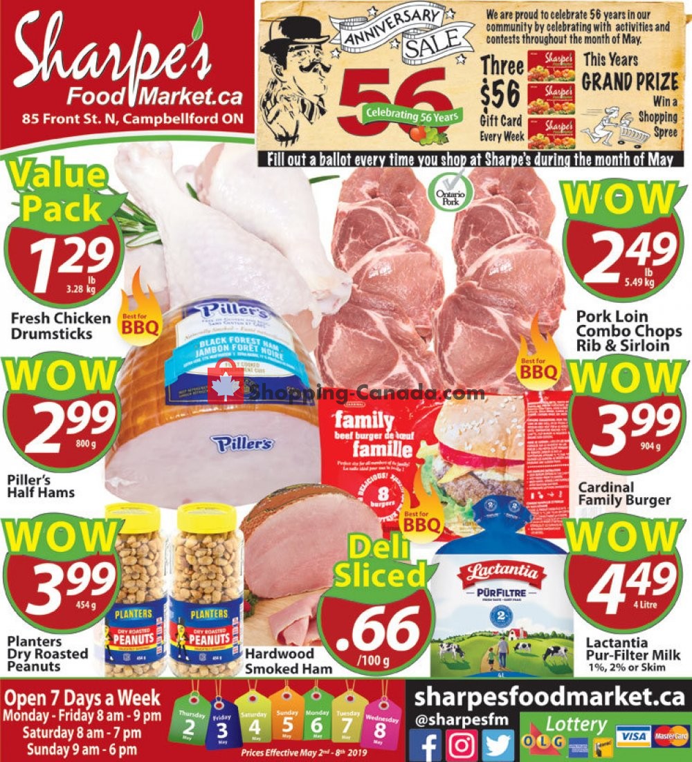 Sharpe's Food Market flyer from Thursday May 2, 2019 to Wednesday May 8, 2019 - page 1