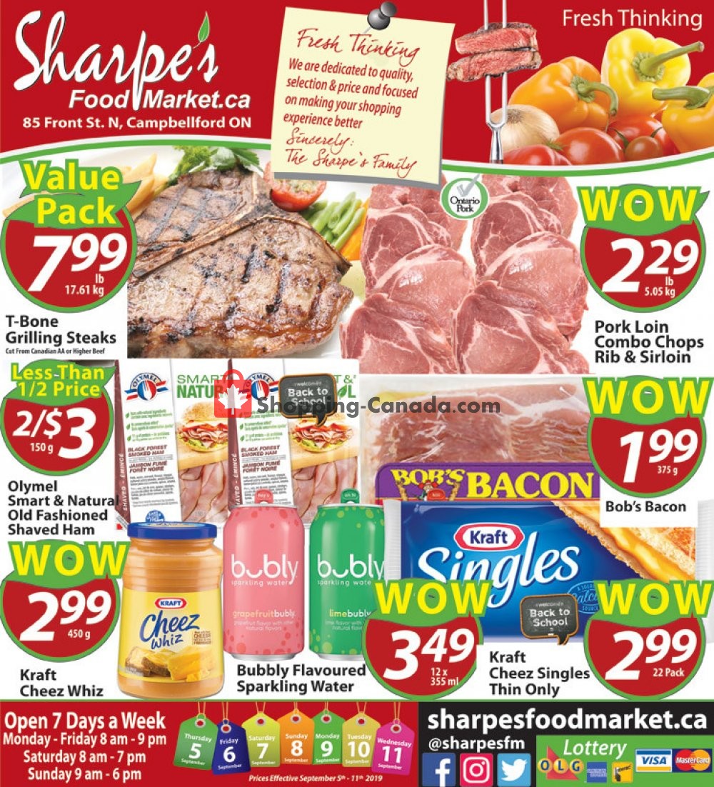 Sharpe's Food Market flyer from Thursday September 5, 2019 to Wednesday September 11, 2019 - page 1