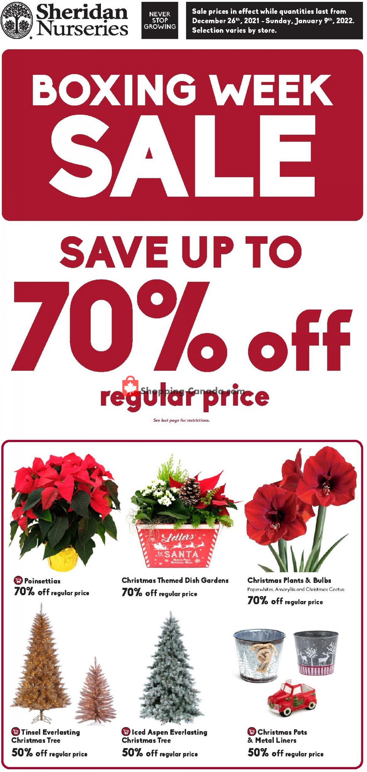 Sheridan Nurseries Canada, flyer (Boxing Week Sale) December 26