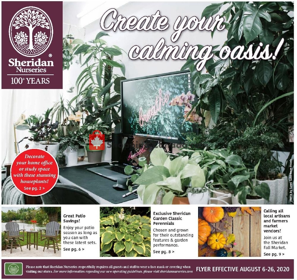 Sheridan Nurseries flyer from Thursday August 6, 2020 to Wednesday August 26, 2020 - page 1