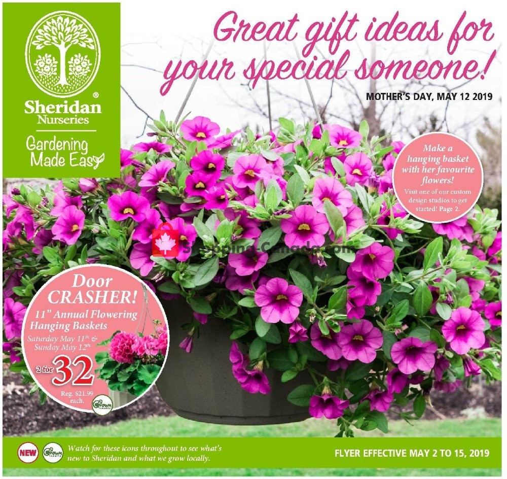 Sheridan Nurseries flyer from Thursday May 2, 2019 to Wednesday May 15, 2019 - page 1